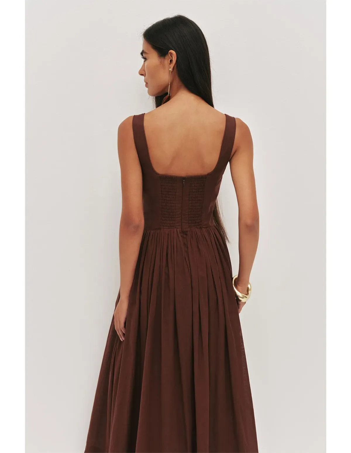 Aje Sunny Midi Dress Size 8 Chocolate - Image 3