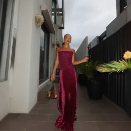 L'IDEE Maya Gown In Sangria Glitter Size 10 for rent on The Volte - image 2