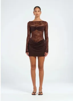 Benni Oskar Mini Dress Brown Size 14 for rent on The Volte - image 2