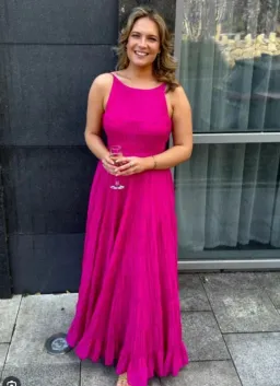 Aje Rosewood Ruched Maxi Dress Magenta Size AU 6 for rent on The Volte - image 1