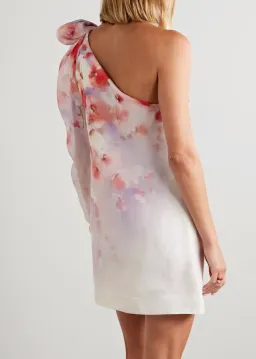 Zimmermann Crush one-shoulder linen and silk-blend mini dress in the Scarlet Floral print for rent on The Volte - image 4