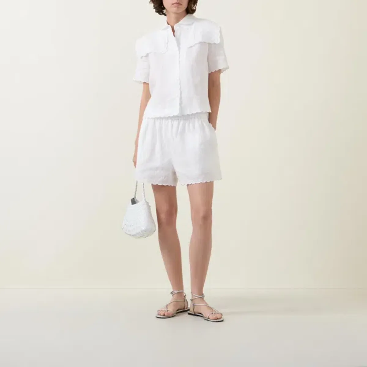 Oroton Handkerchief Shirt and Short Set White 8 AU - Image 8