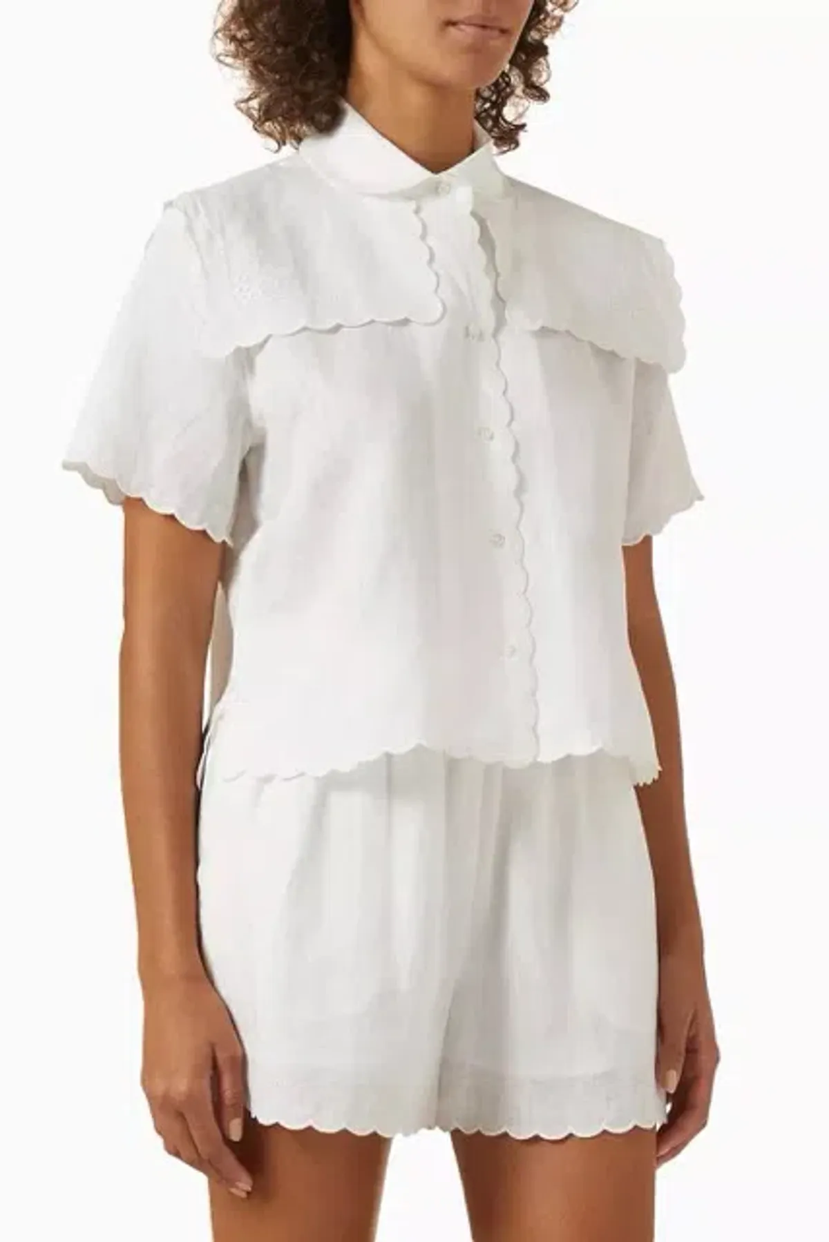 Oroton Handkerchief Shirt and Short Set White 8 AU - Image 3