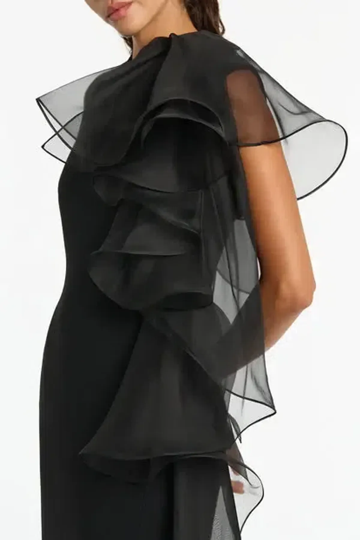 Carla Zampatti Ruffle Shoulder Midi Dress Size AU10 - Image 2