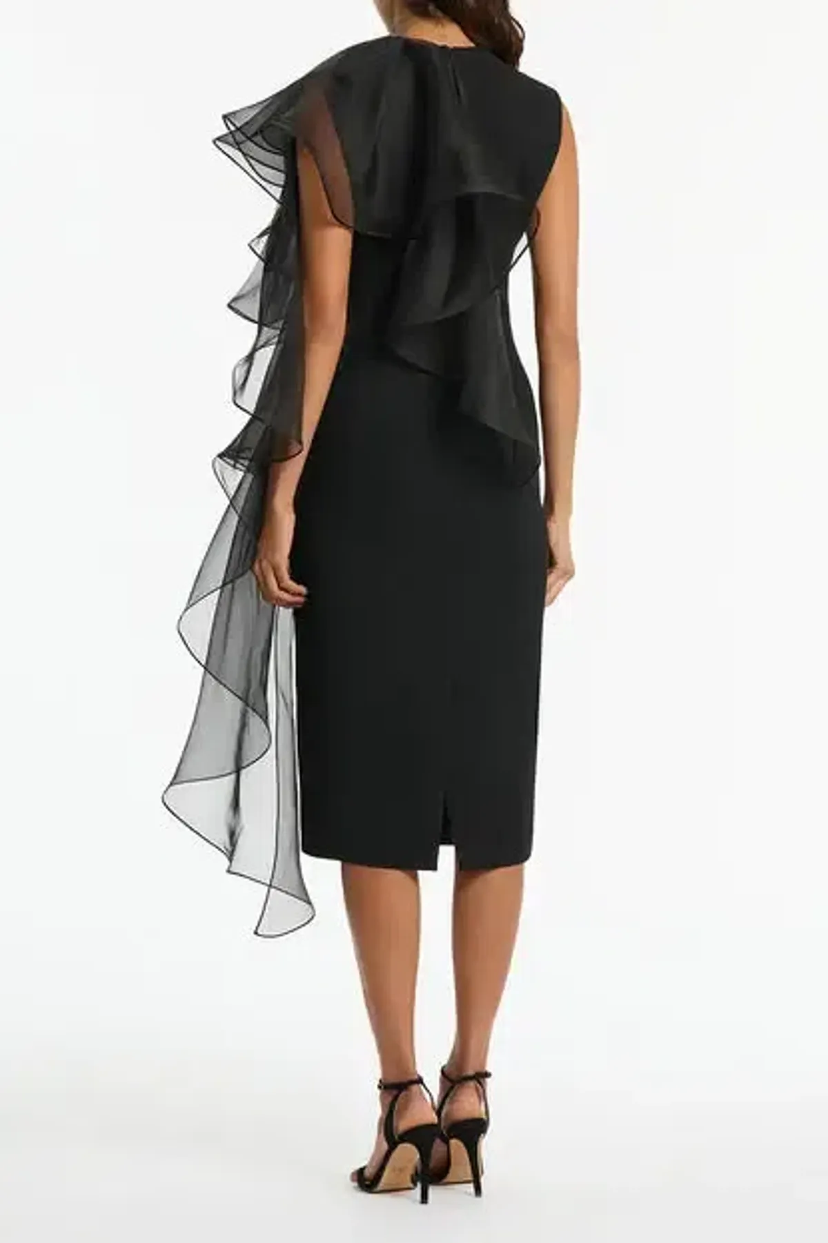 Carla Zampatti Ruffle Shoulder Midi Dress Size AU10 - Image 3