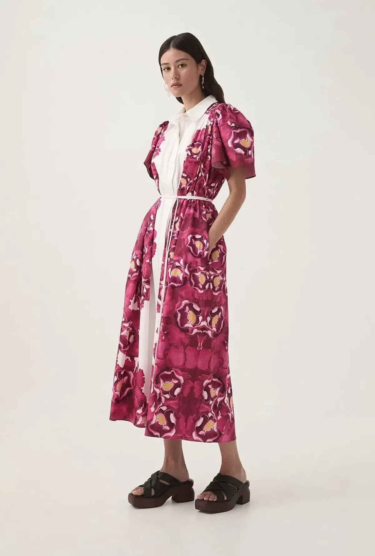 AJE Fernanda Midi Dress in Bold Blooming Pink Floral - Size 6 AU (fits size 8-10 AU)  - Image 2