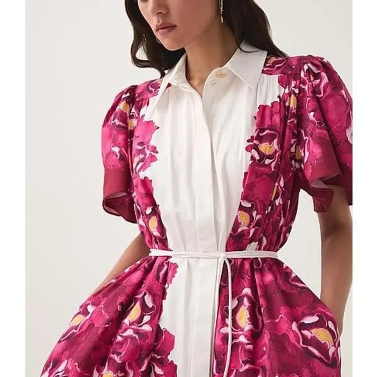 AJE Fernanda Midi Dress in Bold Blooming Pink Floral - Size 6 AU (fits size 8-10 AU)  - Image 4