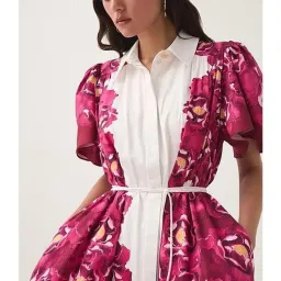 AJE Fernanda Midi Dress in Bold Blooming Pink Floral - Size 6 AU (fits size 8-10 AU)  for rent on The Volte - image 4