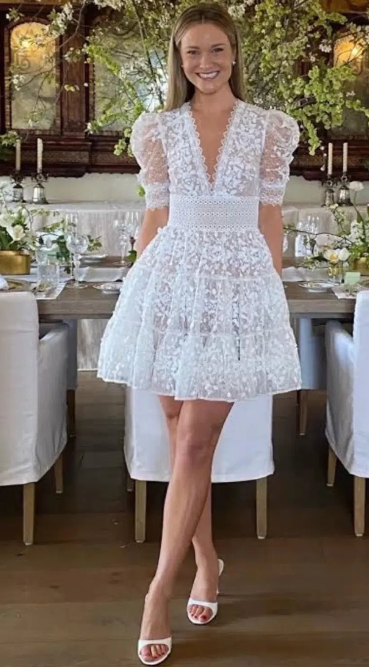 Bronx & Banco Dress Size S Meagan Mini White Wedding Mini Lace  - Image 1