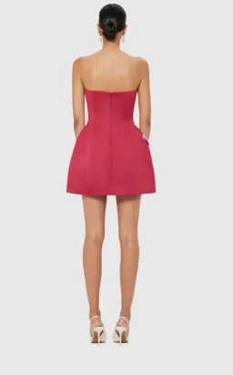 Leo Lin Rosario Appliqué Bustier Mini Dress - Lily Print in Oxblood Size 12 for rent on The Volte - image 7