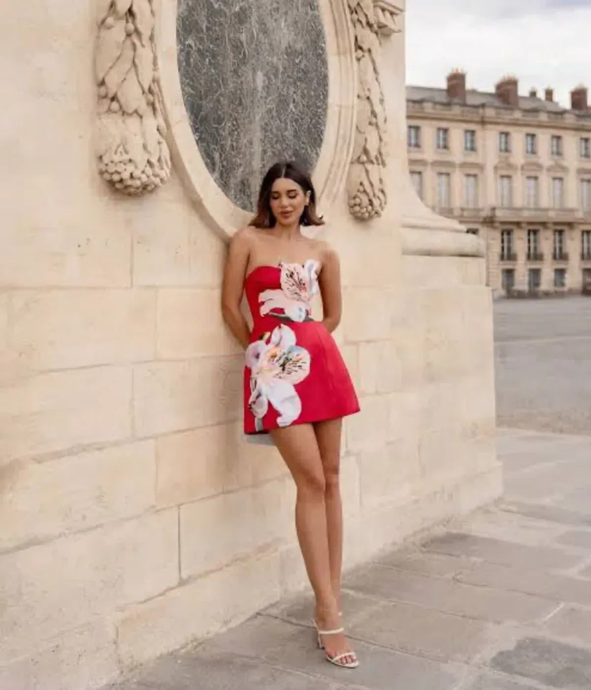 Leo Lin Rosario Appliqué Bustier Mini Dress - Lily Print in Oxblood Size 12 - Image 2