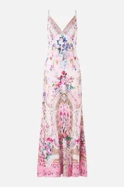 Camilla V-Neck Long Bias Slip Dress With Train  Palatial Pastels size S for rent on The Volte - image 1
