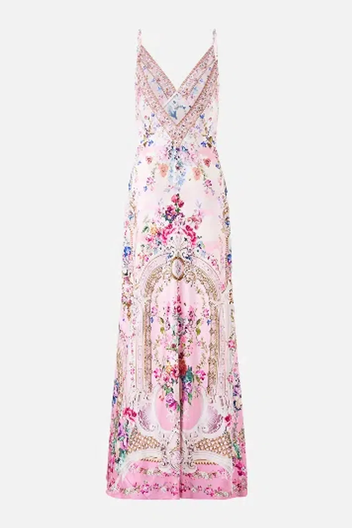 Camilla V-Neck Long Bias Slip Dress With Train  Palatial Pastels size S - Image 2