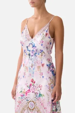 Camilla V-Neck Long Bias Slip Dress With Train  Palatial Pastels size S for rent on The Volte - image 6