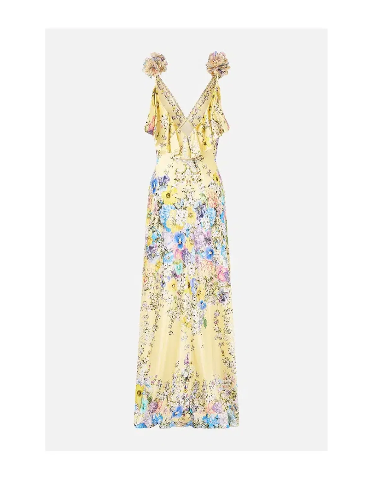 CAMILLA V NECK BIAS SLIP DRESS WITH BACK FRILL - Image 2