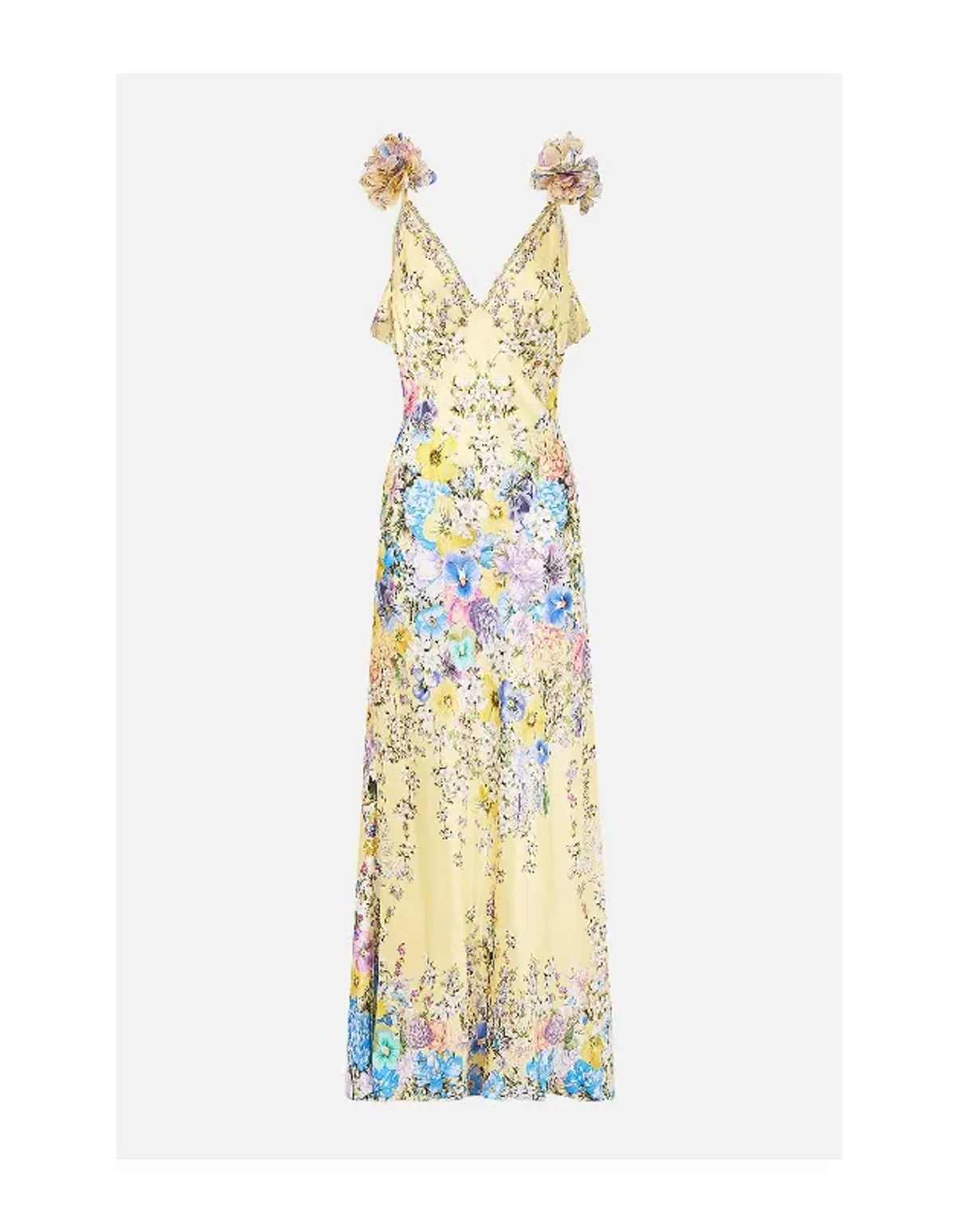 CAMILLA V NECK BIAS SLIP DRESS WITH BACK FRILL - Image 1