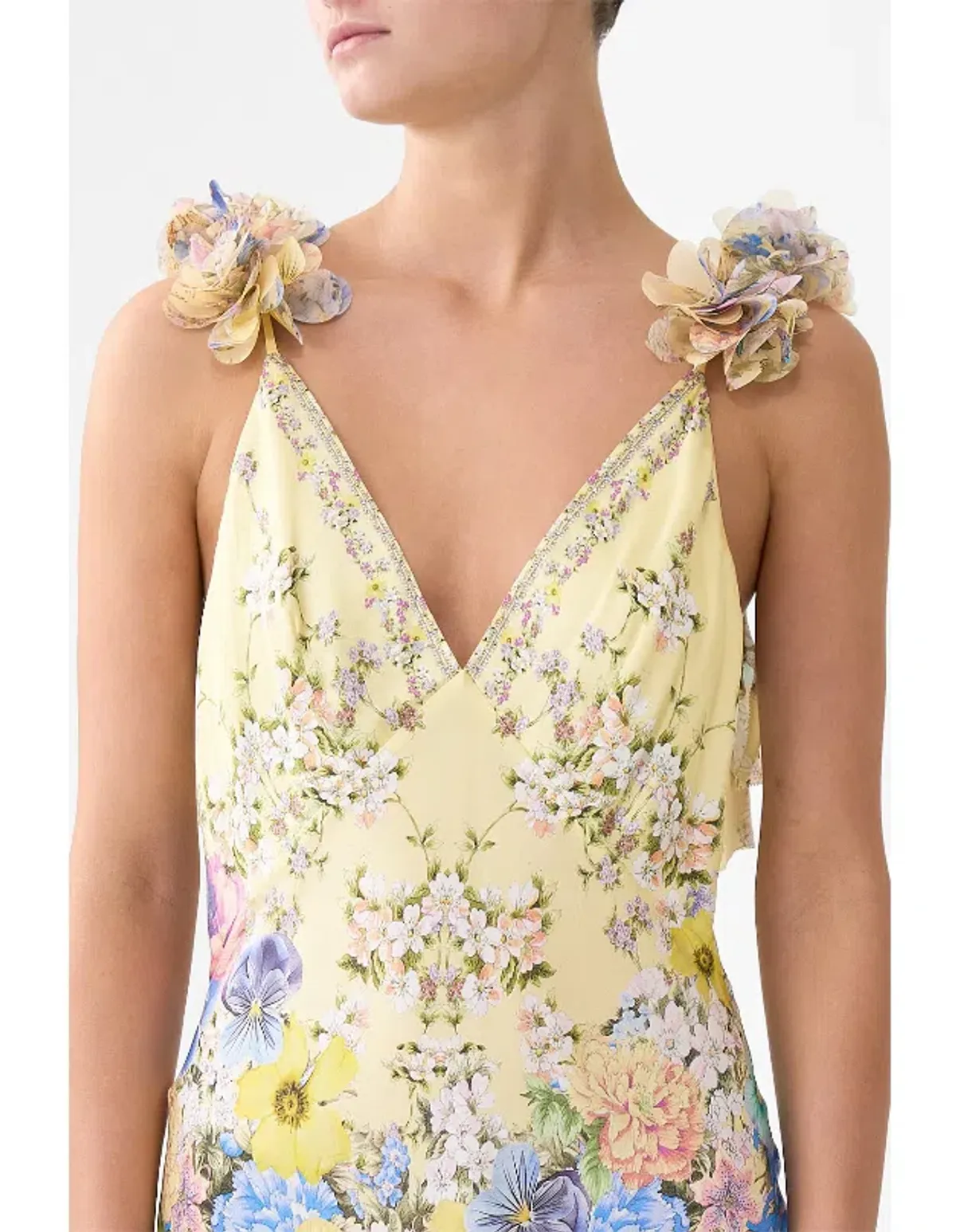 CAMILLA V NECK BIAS SLIP DRESS WITH BACK FRILL - Image 3