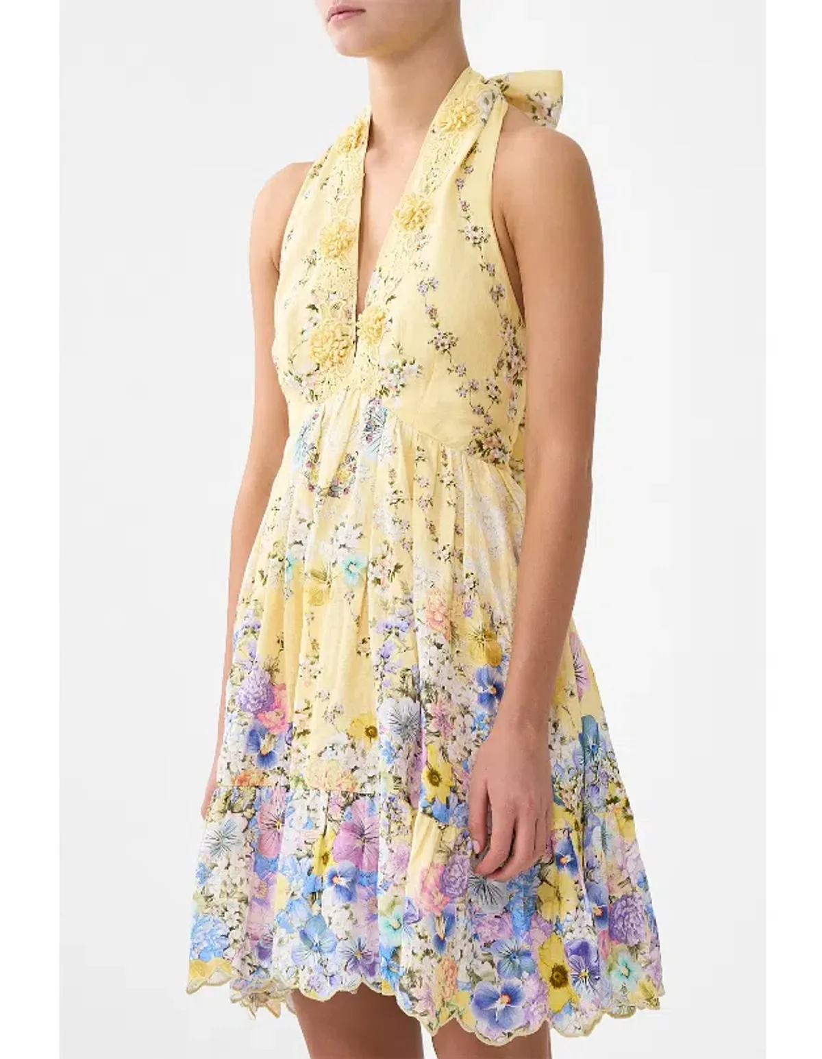 CAMILLA RUFFLE HEM HALTER SHORT DRESS SIZE XS  - Image 4
