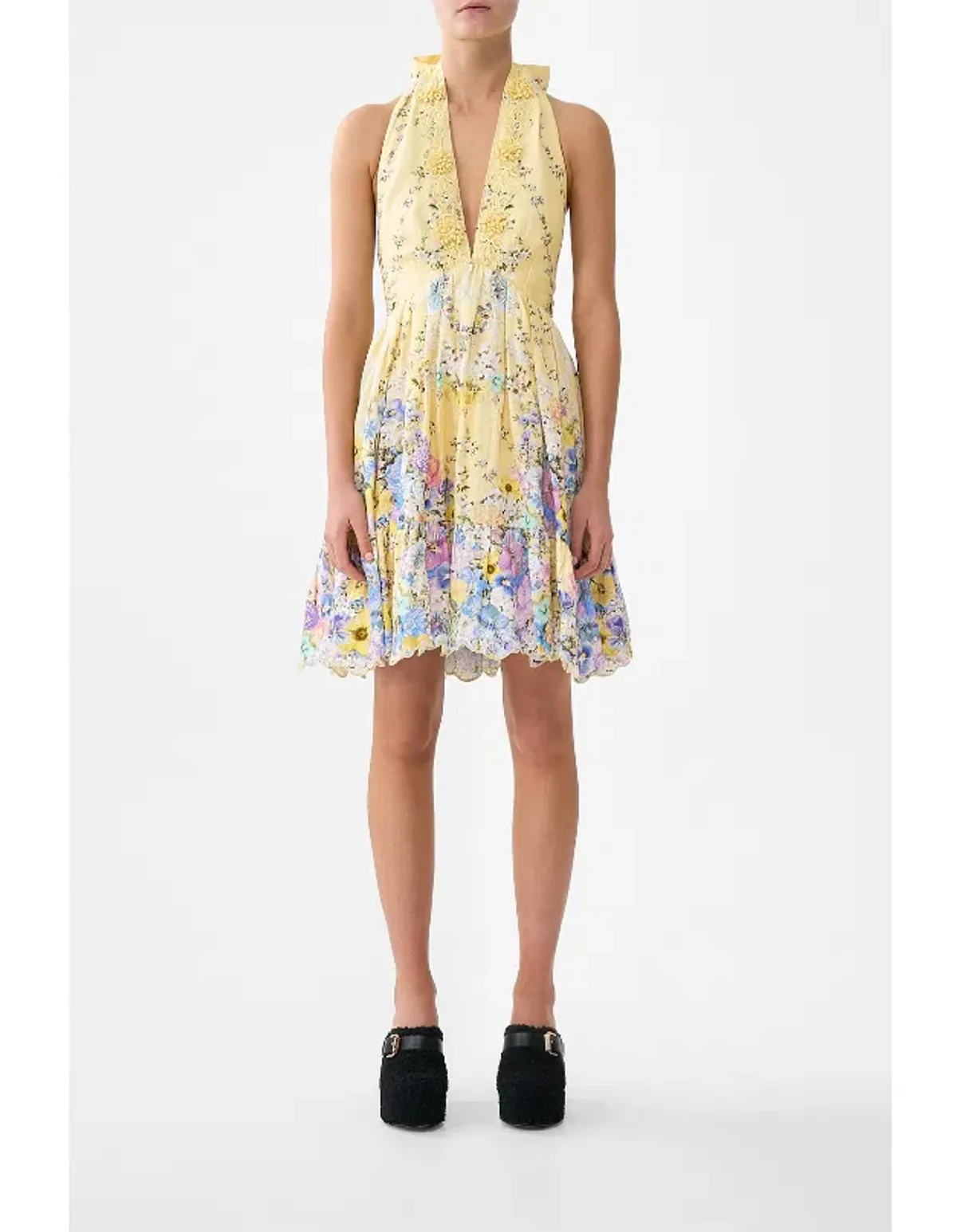 CAMILLA RUFFLE HEM HALTER SHORT DRESS SIZE XS  - Image 7