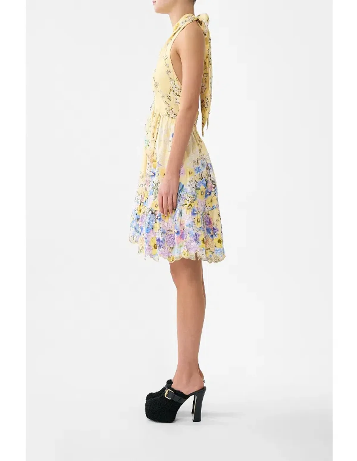 CAMILLA RUFFLE HEM HALTER SHORT DRESS SIZE XS  - Image 6