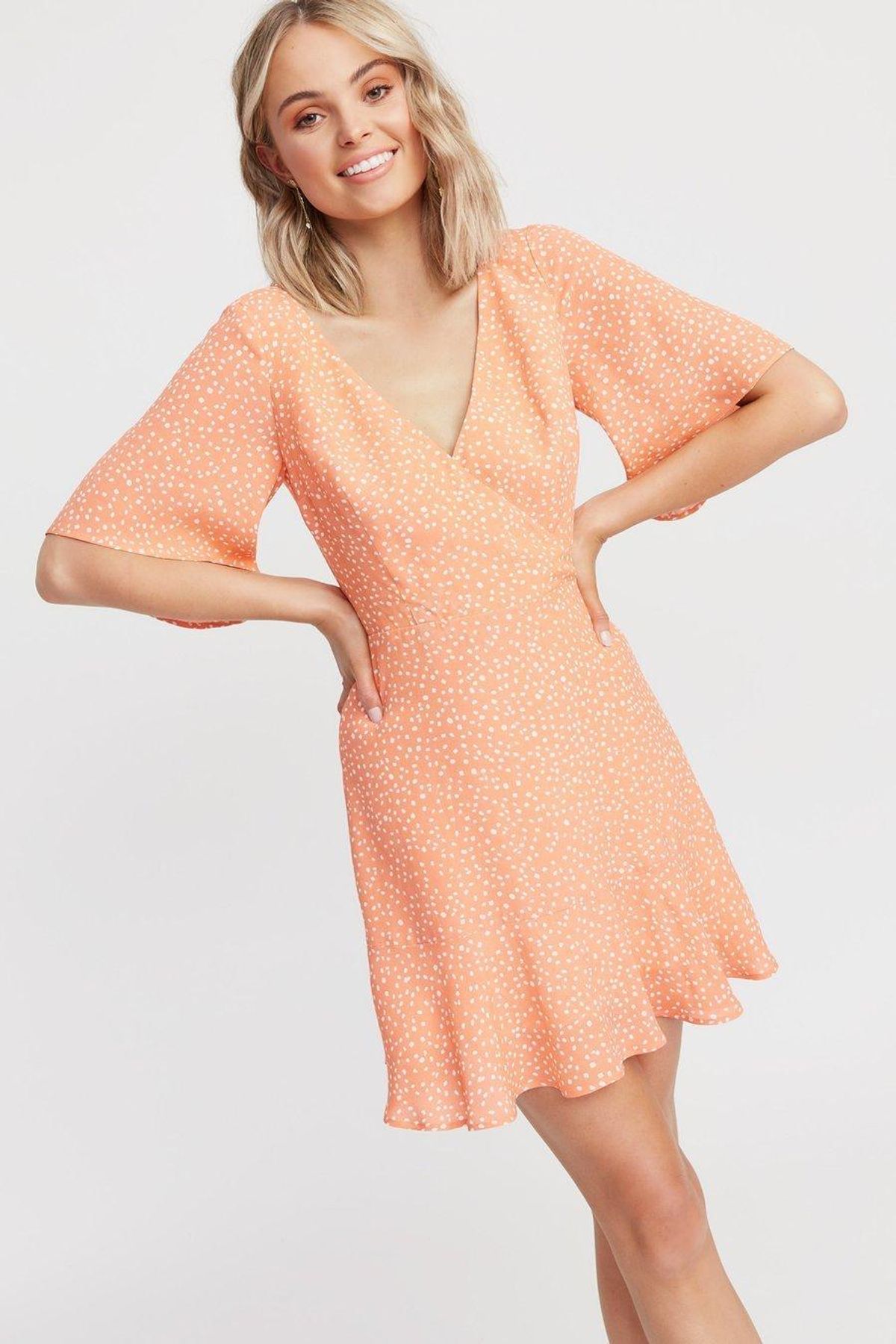 Kookai Saint Ives Vee Dress Orange Size 38 (Aus10) - Image 3