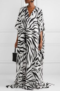 Oscar De La Renta Oversized Relaxed Fit Silk Gown Print Size 8 for rent on The Volte - image 1