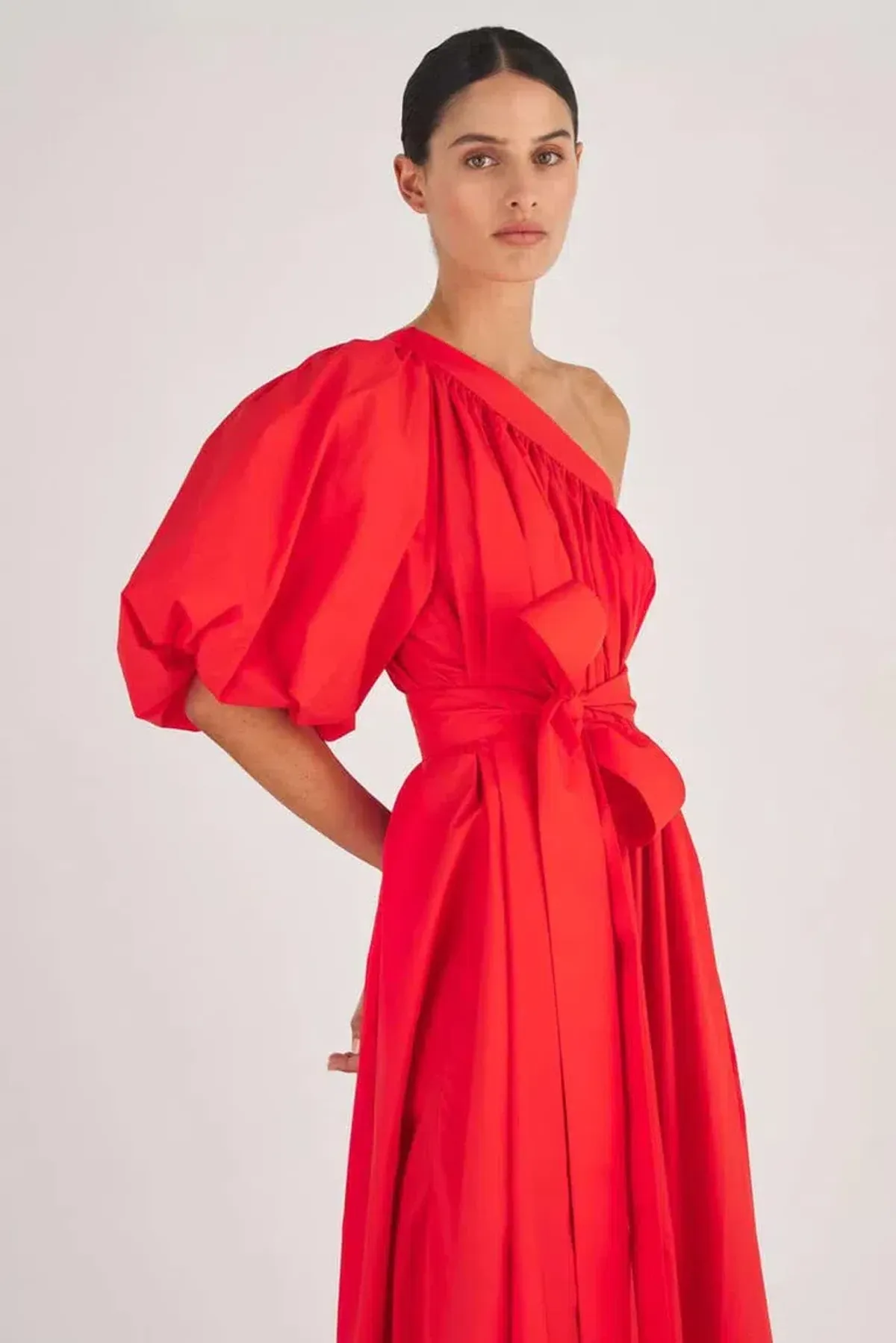 Oroton One Shoulder Dress in True Red Size 8 - Image 2
