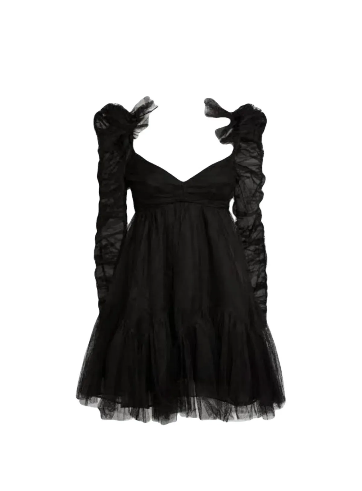 Zimmermann Ruched Tulle Mini Dress – Black Size: 0P  - Image 5