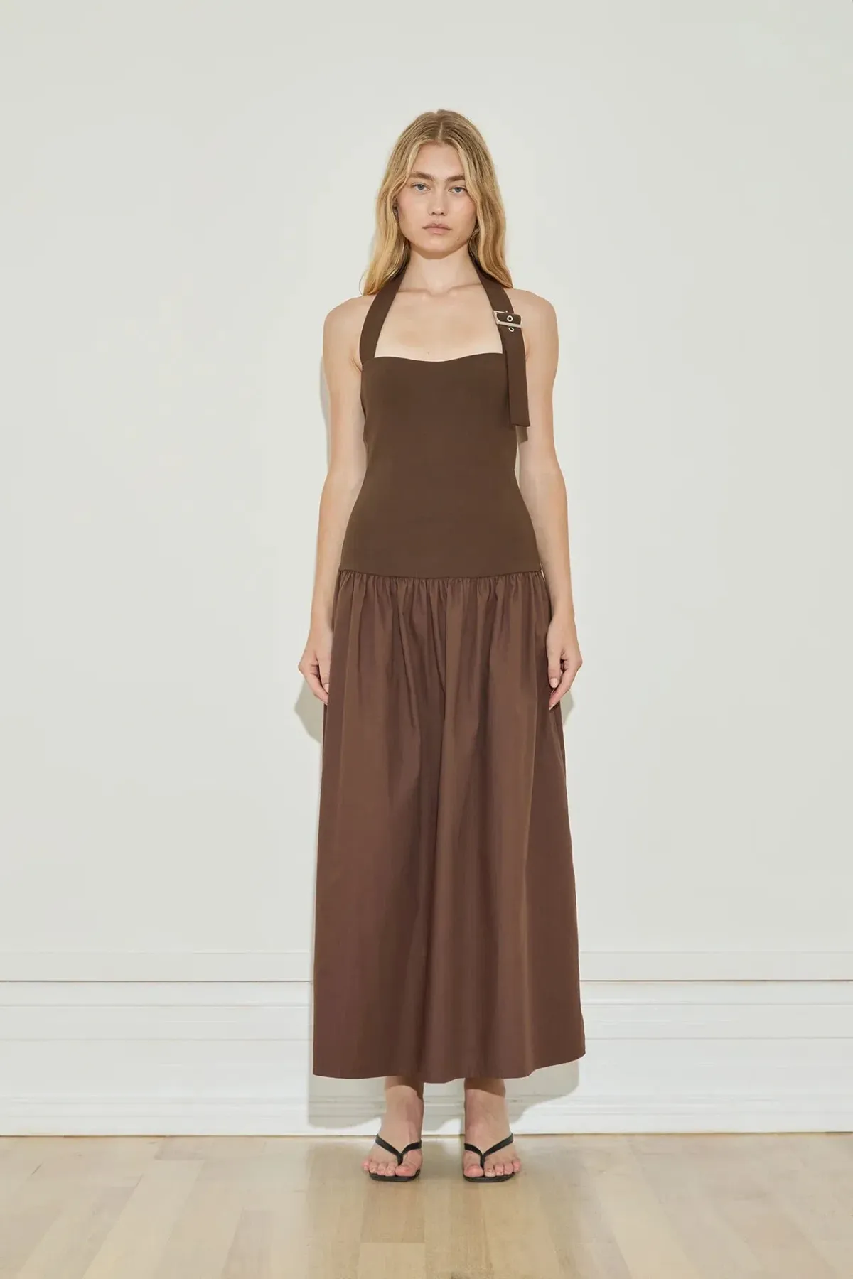 MAISON ESSENTIELE Buckle Dress Chocolate Size Small / 8 AU - Image 1