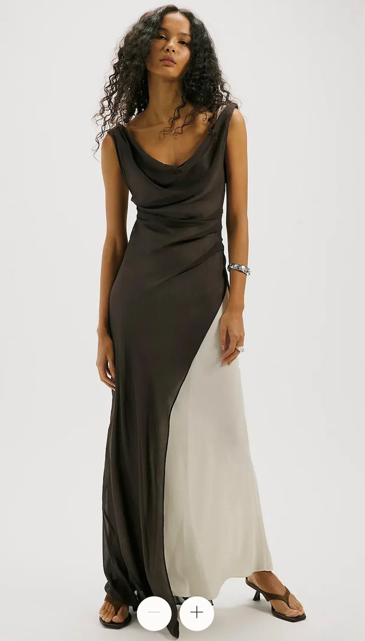 Bec & Bridge Augustin Asym Maxi Dress Dark Chocolate/Snow Size 14 - Image 2