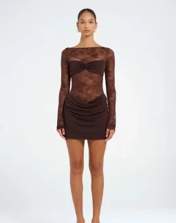 BENNI Oskar Mini Dress in Chocolate for rent on The Volte - image 1