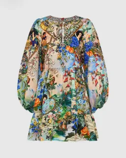 Camilla Short Tie Front Blouson Mini Dress Floral Size 16 for rent on The Volte - image 7