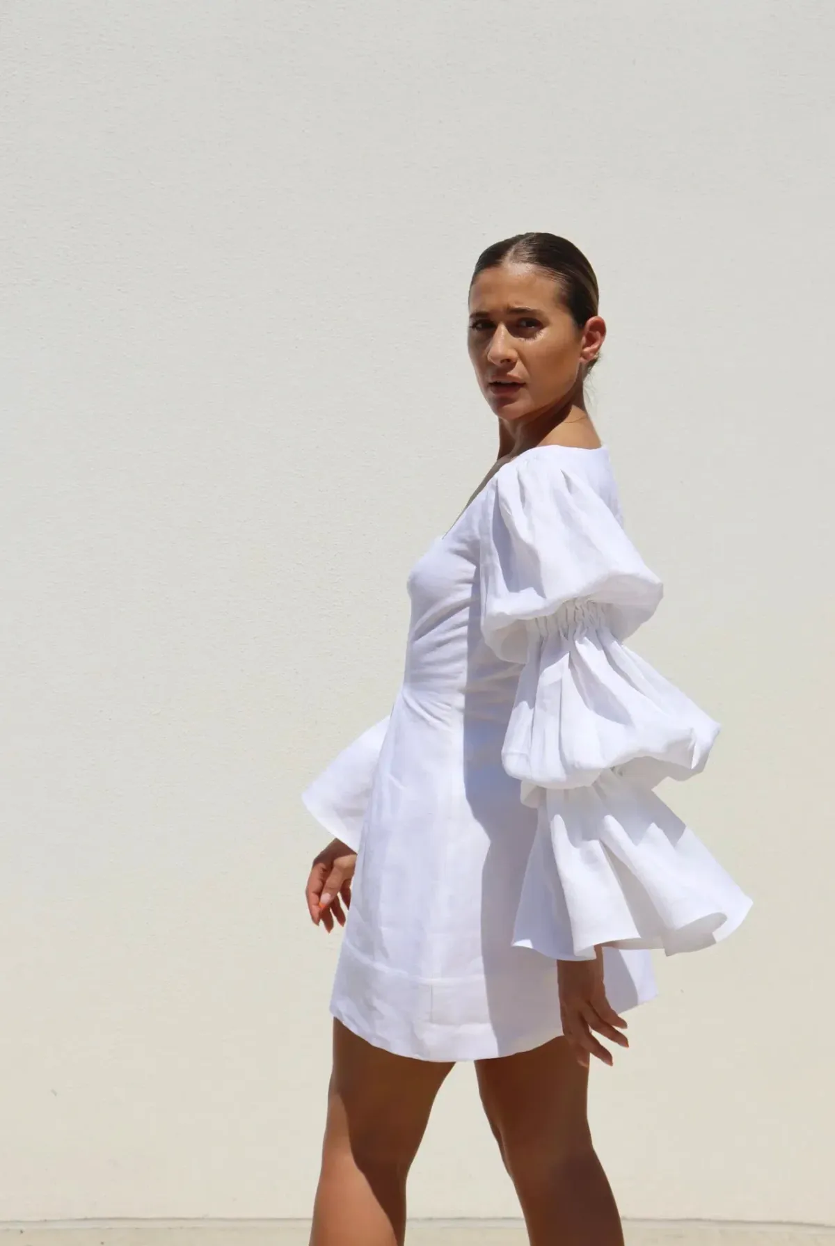 Isabella Longginou White Puff Mini Dress - Image 2