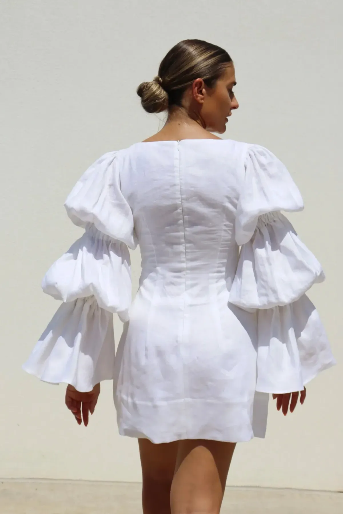 Isabella Longginou White Puff Mini Dress - Image 3