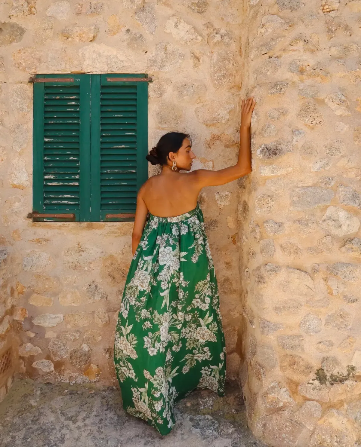 Isabella Longginou Green Floral Strapless Maxi Dress Size 14 - Image 2