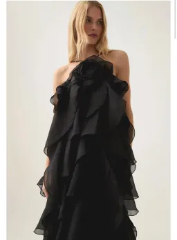 AJE PANDOREA LAYERED MAXI DRESS BLACK 16 for rent on The Volte - image 3