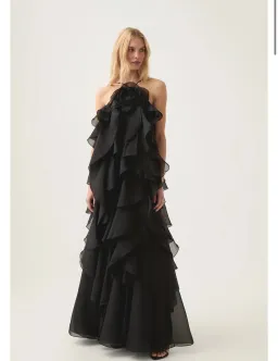 AJE PANDOREA LAYERED MAXI DRESS BLACK 16 for rent on The Volte - image 1