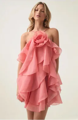 Aje Pandorea Layered Mini Dress - Coral Size 16 for rent on The Volte - image 3