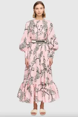 LEO LIN Pina Silk Linen Maxi Dress Floral for rent on The Volte - image 1