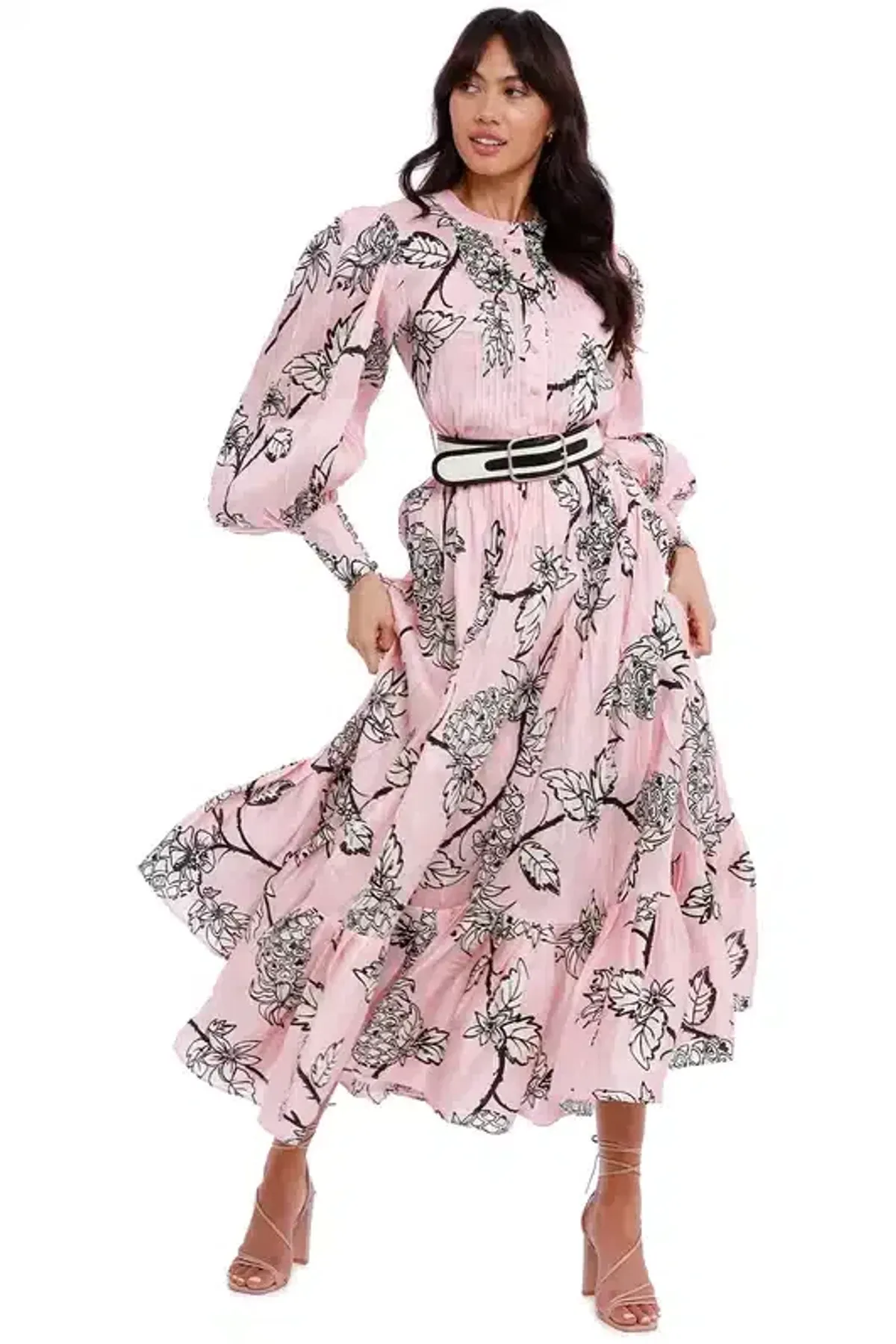 LEO LIN Pina Silk Linen Maxi Dress Floral - Image 4