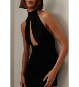 Nookie Martini Halter Gown in Black Size M/AU10 for rent on The Volte - image 2