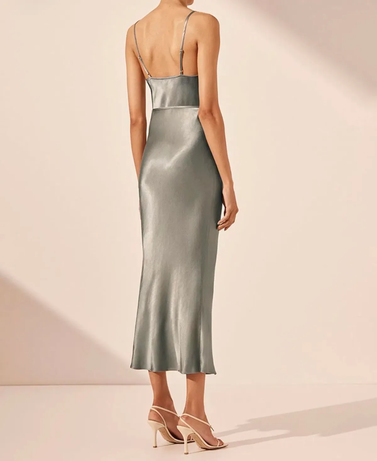 Shona Joy La Lune Bias Cowl Midi Dress - Olive - Size 10 - Image 3