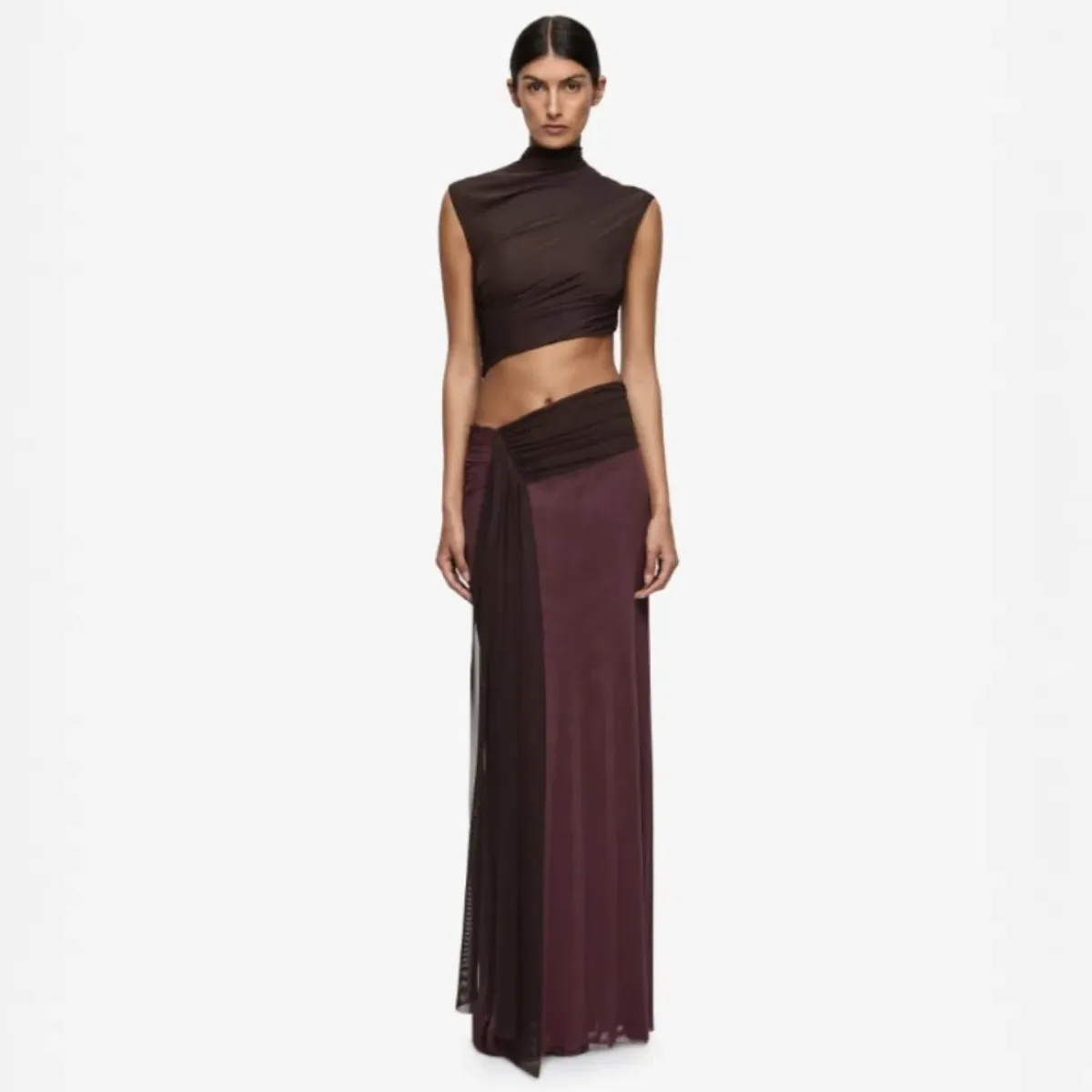 Bec and Bridge Conni Twist Maxi Dress Aubergine Dark Choc Size 8 - Image 3