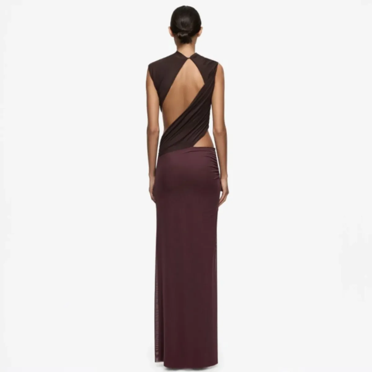 Bec and Bridge Conni Twist Maxi Dress Aubergine Dark Choc Size 8 - Image 4