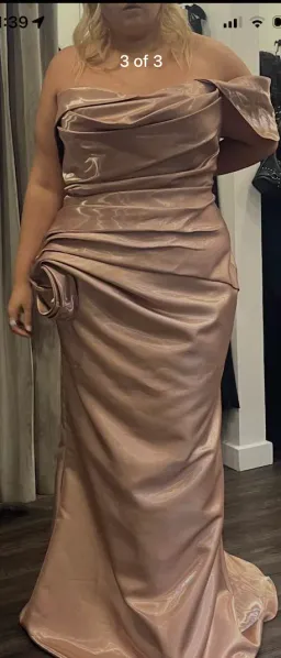 Duchess Boutique Dress Terani Couture Gown Champagne Nude color Size 16-18 for rent on The Volte - image 3