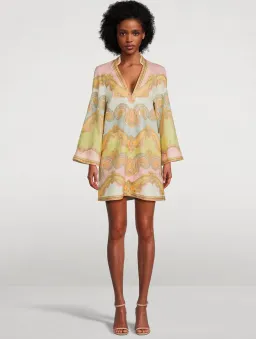 Zimmermann Maxine Tunic Mini Dress in Gold Paisley Size 2 / AU 12 for rent on The Volte - image 1
