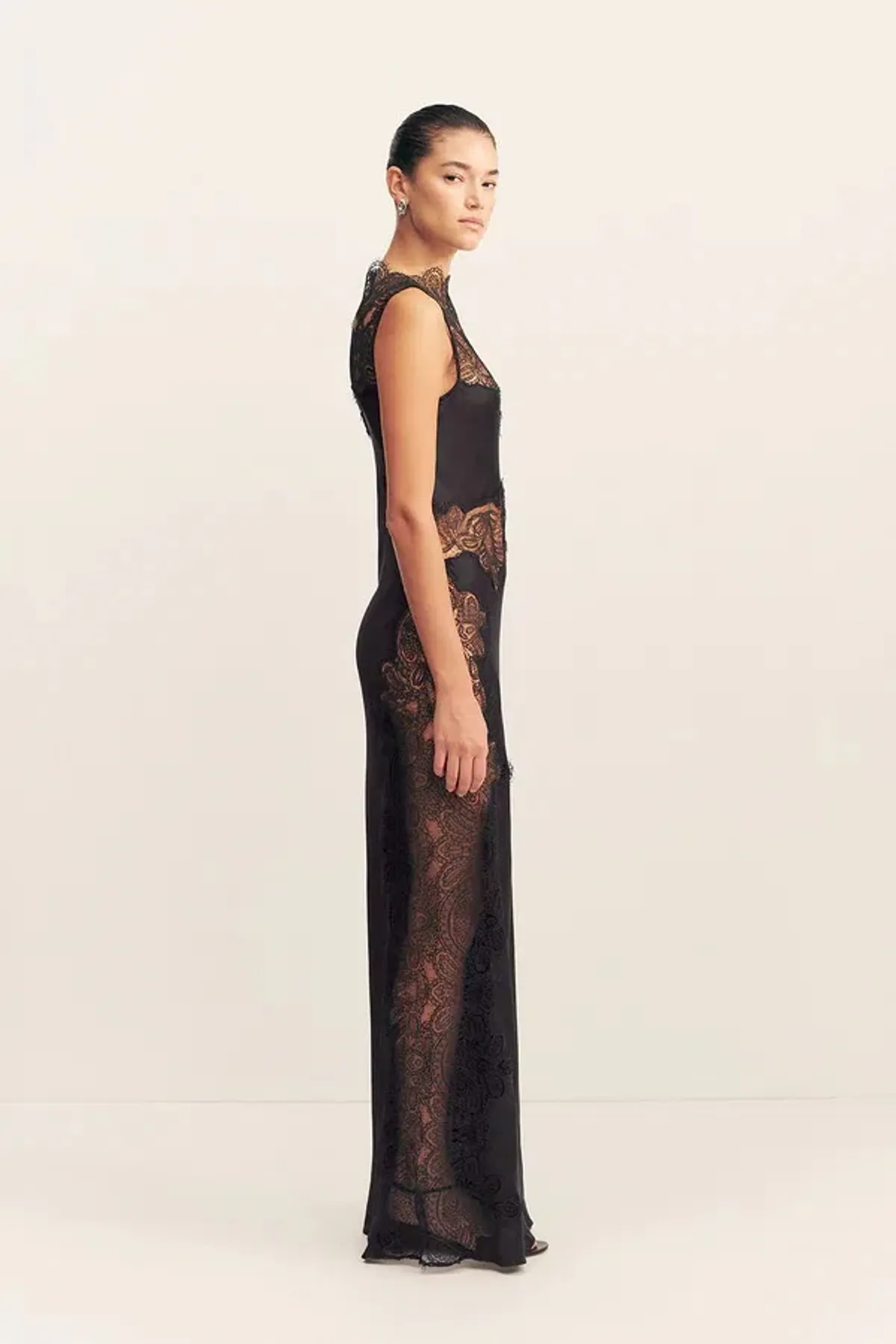 Shona Joy Jamila Lace High Neck Maxi Dress; size 8 - Image 4