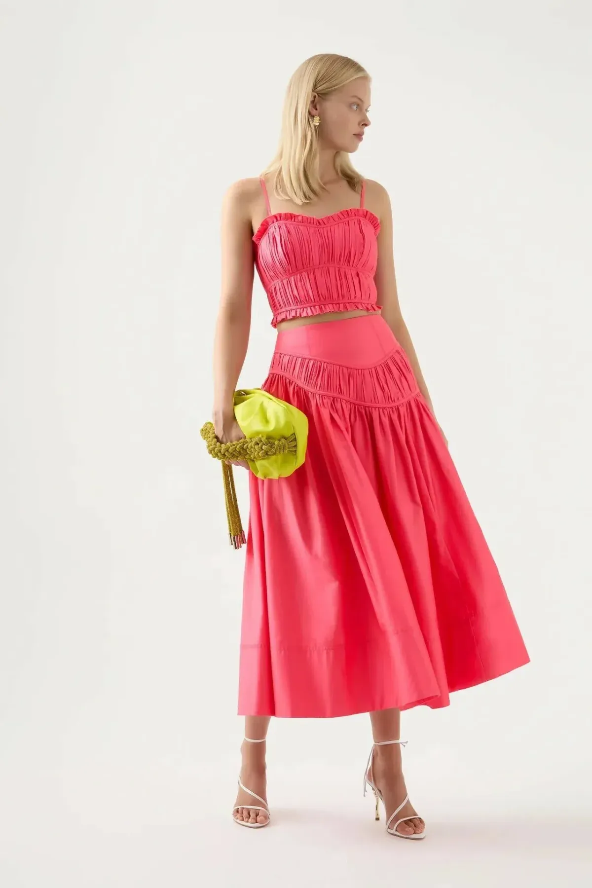 AJE 2-piece size 8 Pepper Ruched Bodice & Curve Midi Skirt Rouge Pink - Image 8
