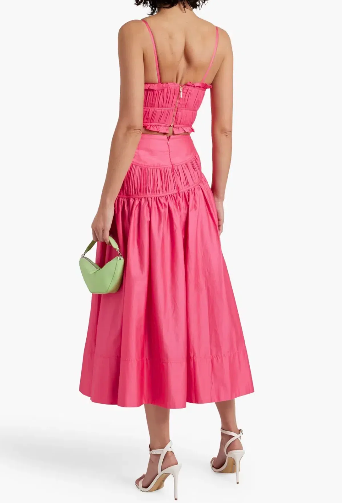 AJE 2-piece size 8 Pepper Ruched Bodice & Curve Midi Skirt Rouge Pink - Image 2