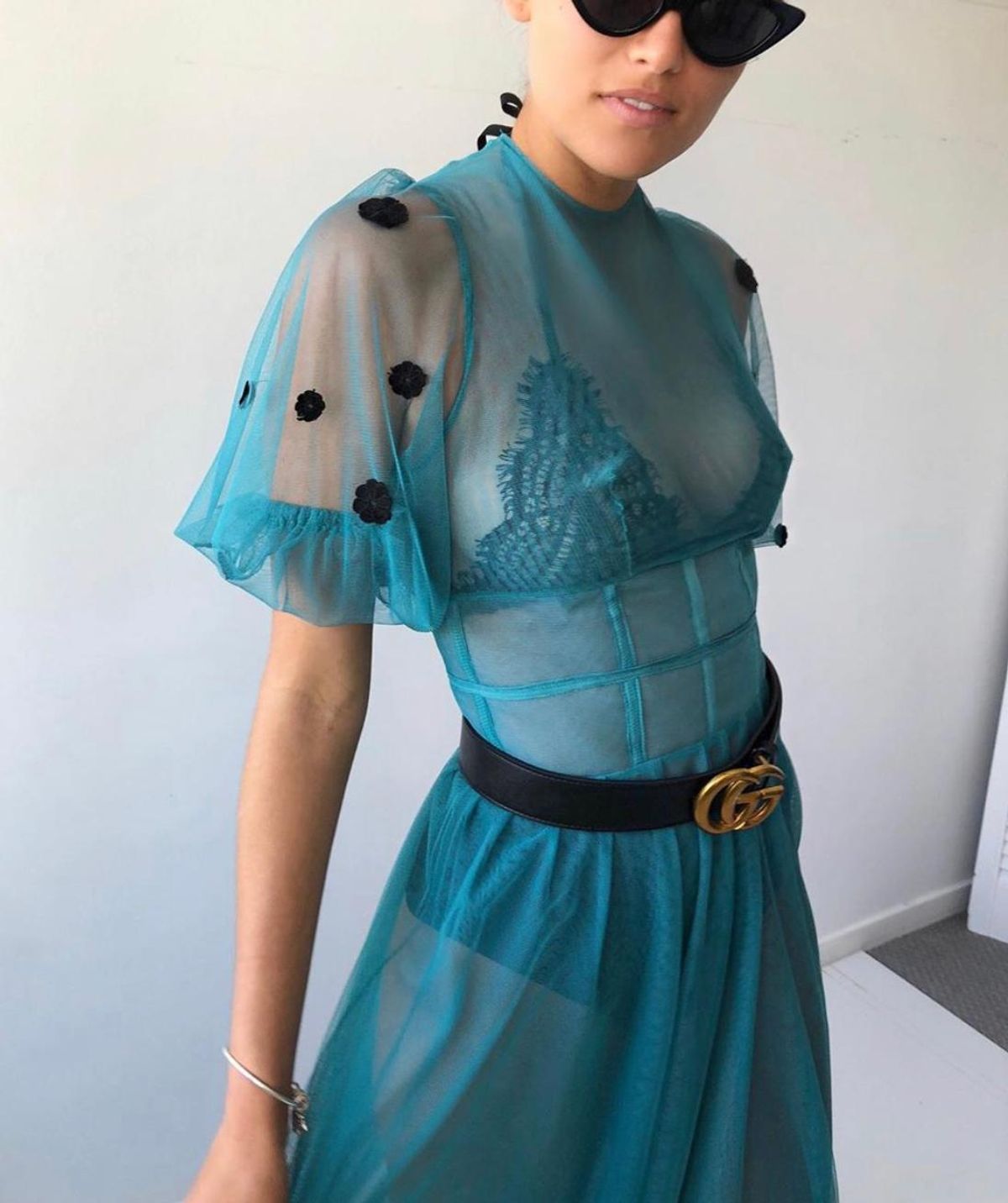 Judy Copley Couture Black Poppy Dress Teal Size 8 - Image 1